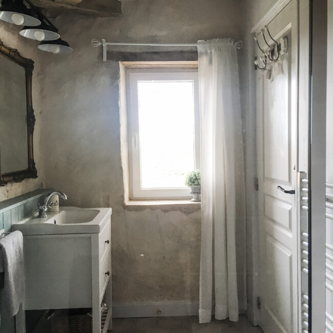 View of French farmhouse bathroom